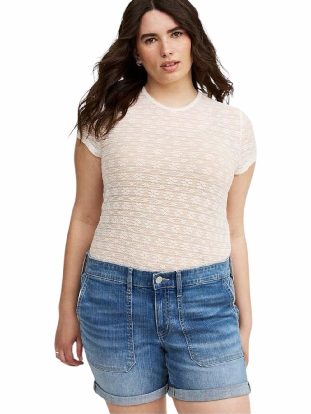 Torrid Sheer Fitted Crew Tee - Size: L (12)